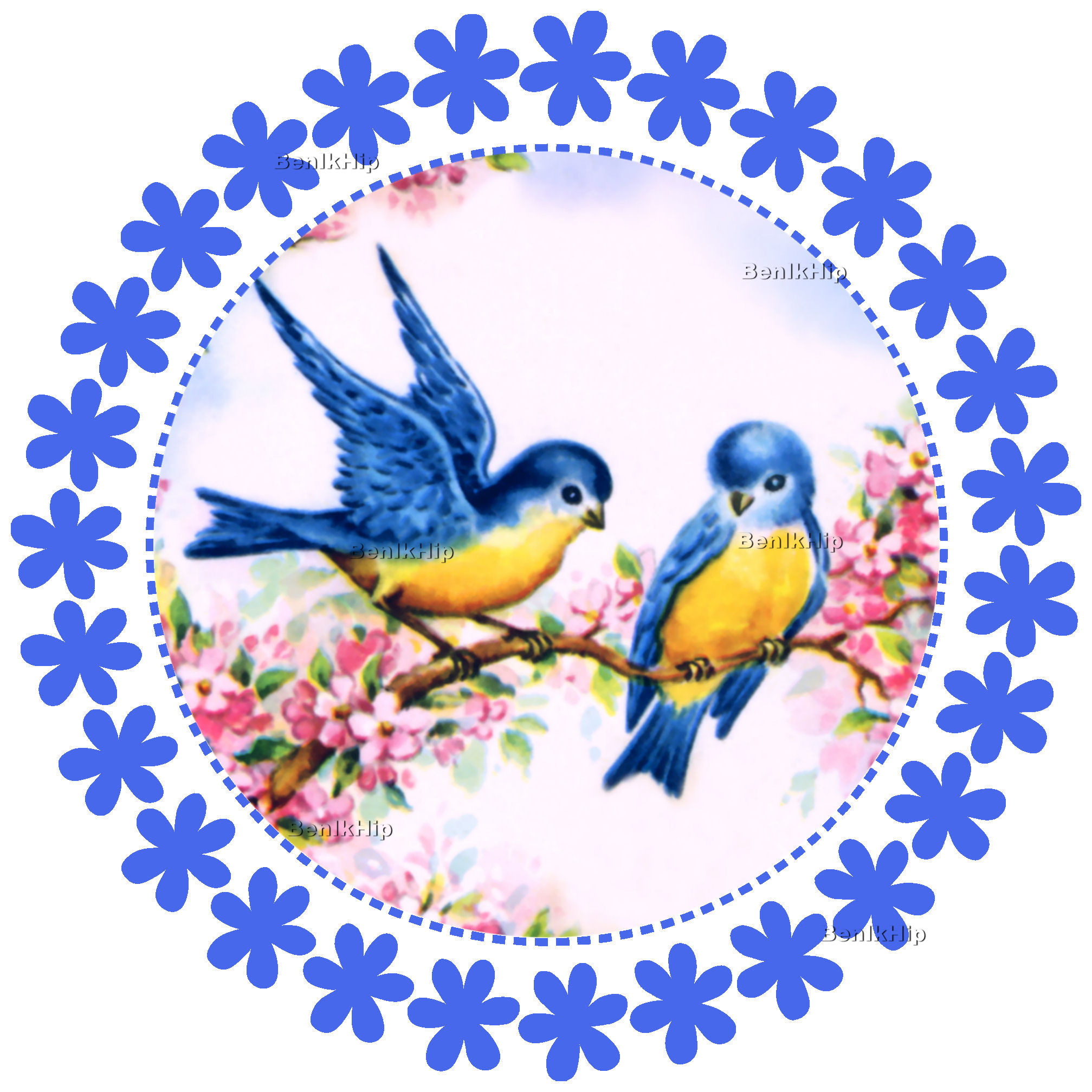 Strijkapplicatie Birds blue